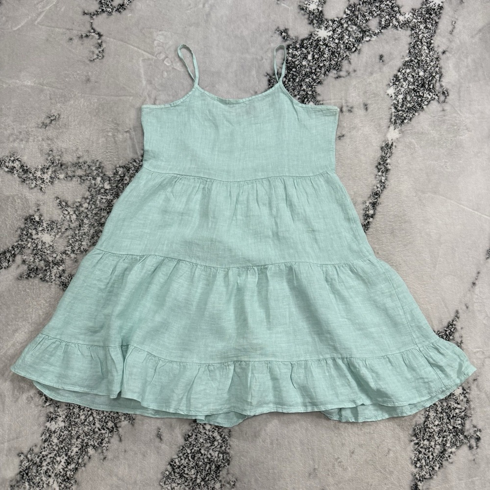 Valentina Naldi Linen Tiered Dress Mint‎ Green Womens Size S Made In Italy